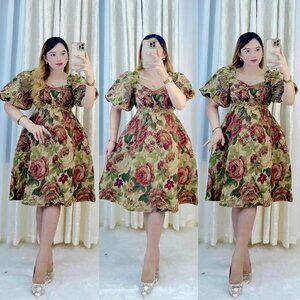 FREESIZE JACQUARD BROCADE FABRIC DRESSES